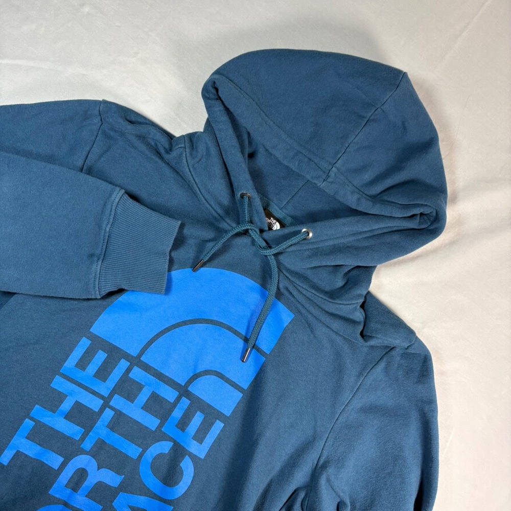 The North Face Half Dome Logo Hoodie Mens Medium Teal Blue Pullover A4M4H F21